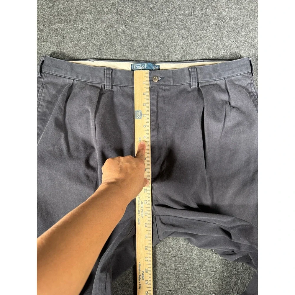 VTG Polo Ralph Lauren Andrew Pant Mens 40x29 Navy Pleated Classic Chino 40